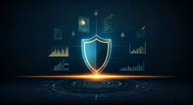 shield with graphs around it